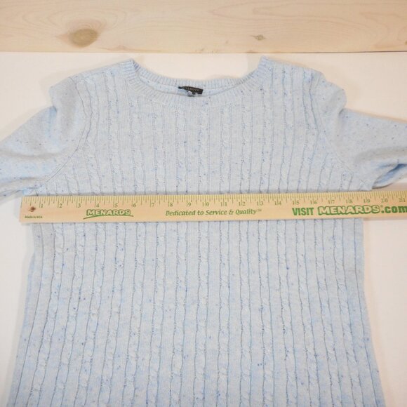 Talbots Women's sz M Pullover Sweater Long Sleeve Cable Knit Light Blue Speckled - Picture 4 of 12
